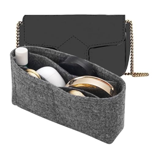 LOUKAYCCI Felt Insert Purse Organizer Fit GG Marmont Matelasse Shoulder Bag Organizer Handbag Tote Liner Pouch for Women Small Shoulder Bag Super MiniGrey - Image 1