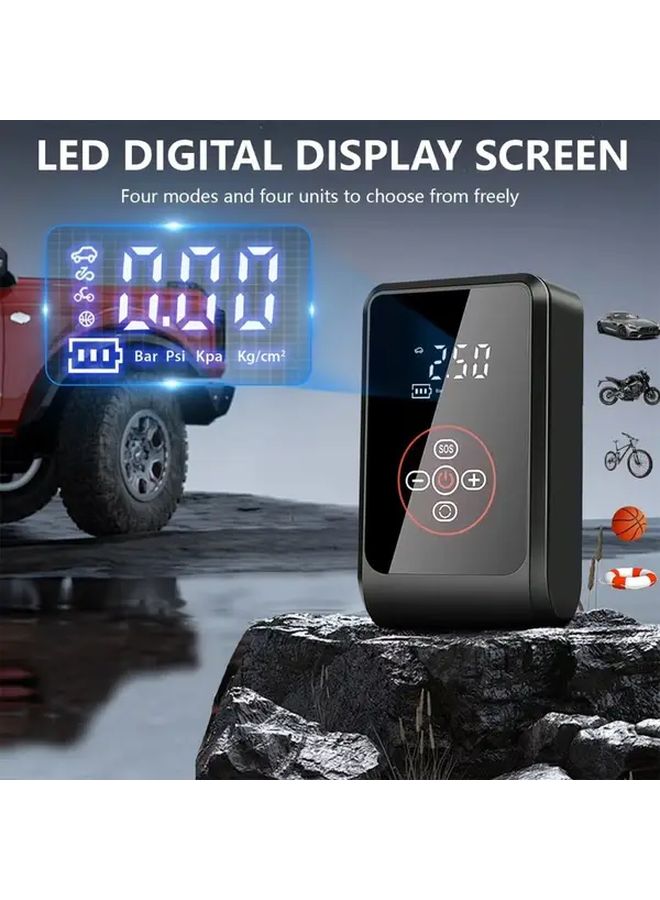 مضخة نفخ لاسلكية مع شاشة رقمية - نفاخ إطارات سيارة بمنفذ USB-C - Image 3