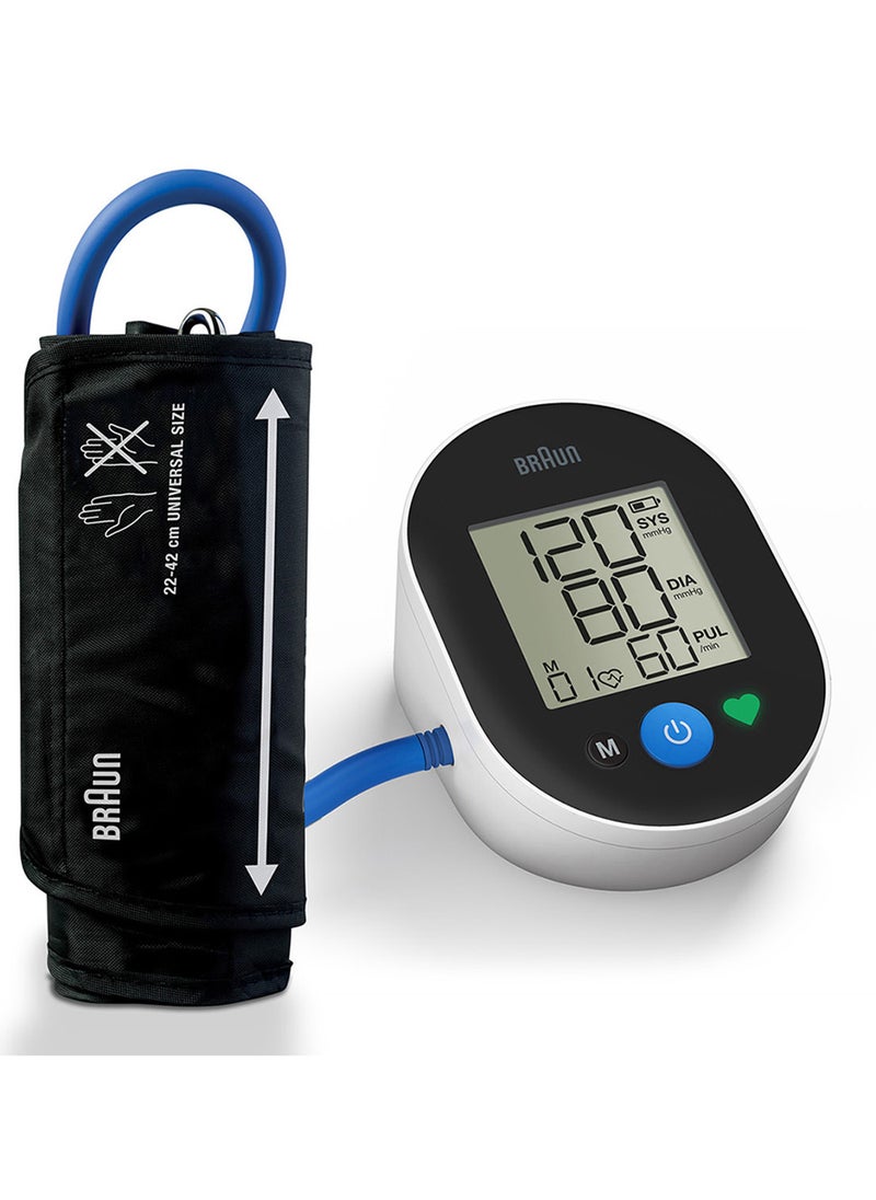BP Monitor Exactfit 2 Upper Arm, Big And Easy To Read Color Coded Display, Single Button Operation, Universal Cuff Size, One User Profile,Stores Last 30 Readings, Access To The Braun Healthy Heart App