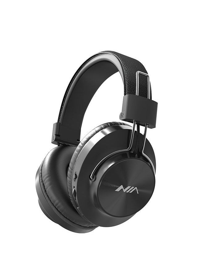 NIA NIA S4000 Foldable Over Ear Music Headset Wireless Bluetooth Headphones Stereo Music Earphone 3.5mm AUX IN TF Card MP3 Player FM Radio with Microphone Black  - Image 3