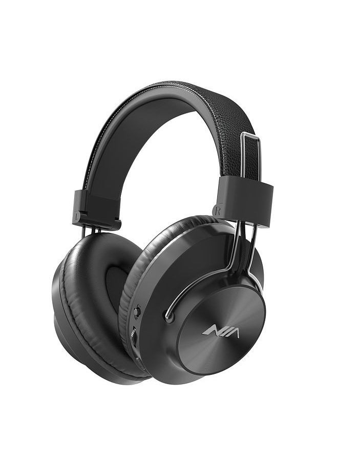 NIA NIA S4000 Foldable Over Ear Music Headset Wireless Bluetooth Headphones Stereo Music Earphone 3.5mm AUX IN TF Card MP3 Player FM Radio with Microphone Black  - Image 1