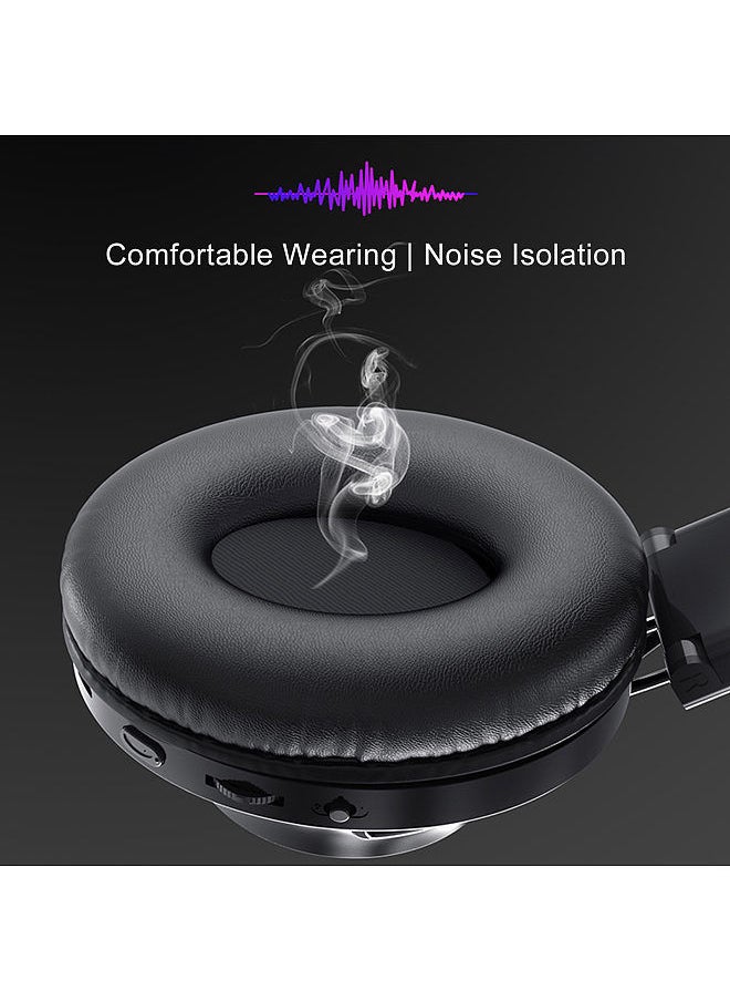 NIA NIA S4000 Foldable Over Ear Music Headset Wireless Bluetooth Headphones Stereo Music Earphone 3.5mm AUX IN TF Card MP3 Player FM Radio with Microphone Black  - Image 4