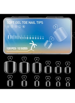 AORAEM Fake Toenails 120Pcs Soft Gel Full Cover Toe Nail Tips Clear Press On Toenails 12 Sizes Acrylic Toenails Gel Nail Extensions For Women Nail Salons And Diy  - Image 1
