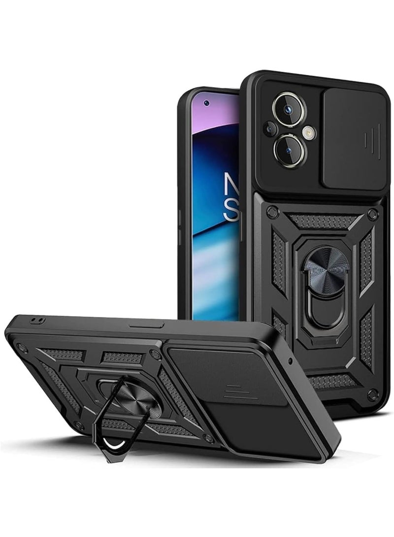 Case Cover Shockproof Protective Case with Camera Protection and Metal Ring Compatible with   Realme C67 (Black) - Image 1
