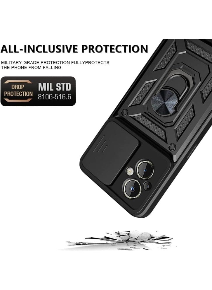 Case Cover Shockproof Protective Case with Camera Protection and Metal Ring Compatible with   Realme C67 (Black) - Image 2