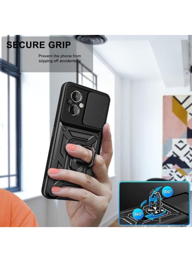 Case Cover Shockproof Protective Case with Camera Protection and Metal Ring Compatible with   Realme C67 (Black) - Image 3