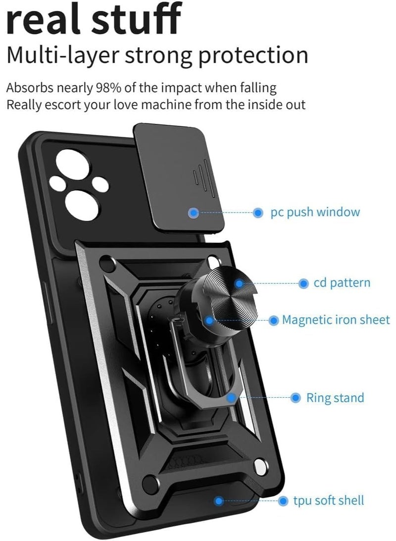Case Cover Shockproof Protective Case with Camera Protection and Metal Ring Compatible with   Realme C67 (Black) - Image 5