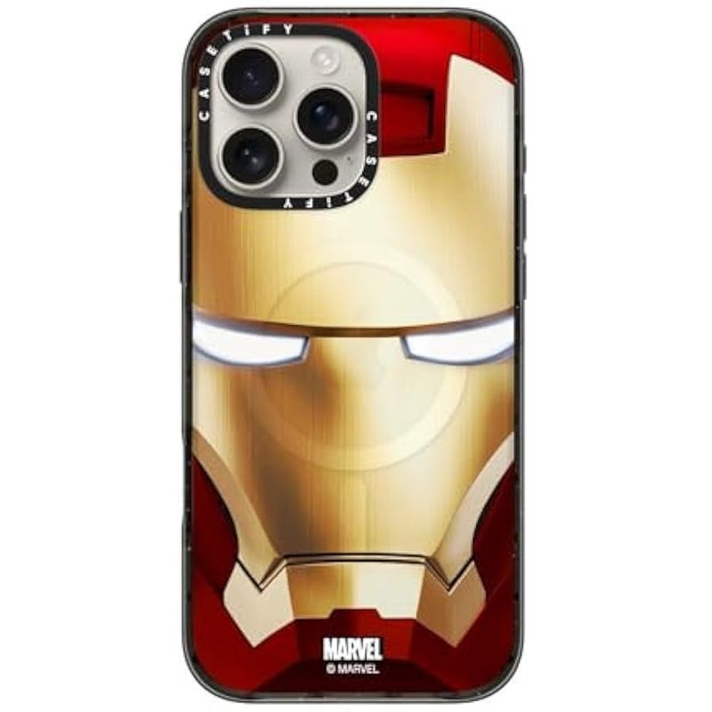Casetify Impact iPhone 16 Pro Max Case 【Iron Man Co-Lab / 4X Military Grade Drop Tested / 8.2ft Drop Protection/Compatible with Magsafe】 - Iron Man Hero Mask - Clear Black - Image 3