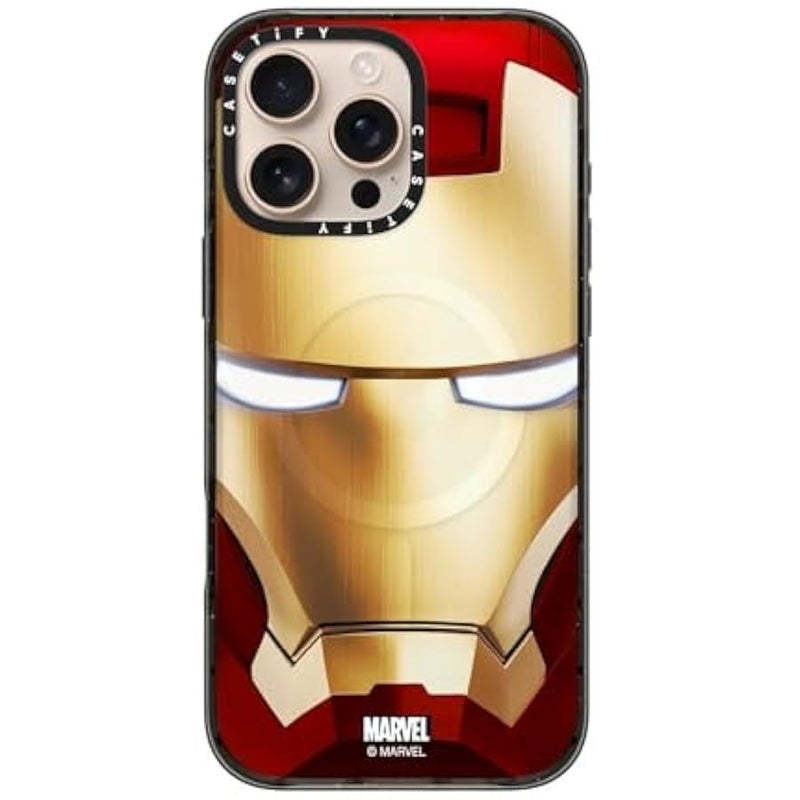 Casetify Impact iPhone 16 Pro Max Case 【Iron Man Co-Lab / 4X Military Grade Drop Tested / 8.2ft Drop Protection/Compatible with Magsafe】 - Iron Man Hero Mask - Clear Black - Image 4