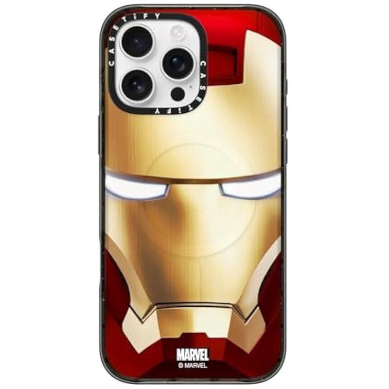 Casetify Impact iPhone 16 Pro Max Case 【Iron Man Co-Lab / 4X Military Grade Drop Tested / 8.2ft Drop Protection/Compatible with Magsafe】 - Iron Man Hero Mask - Clear Black - Image 1