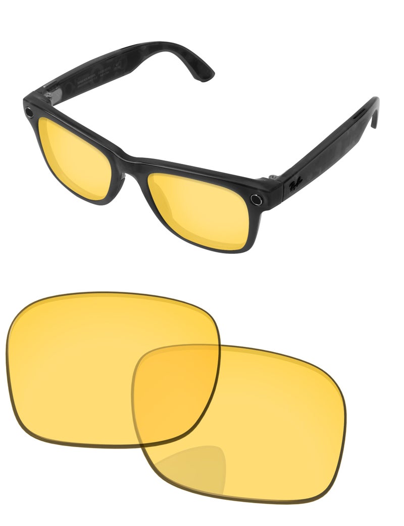 PapaViva Replacement Lenses for Ray-Ban Meta Wayfarer RW4006 & RW4012 50mm AI Glasses HD Yellow Non-polarized - Image 1