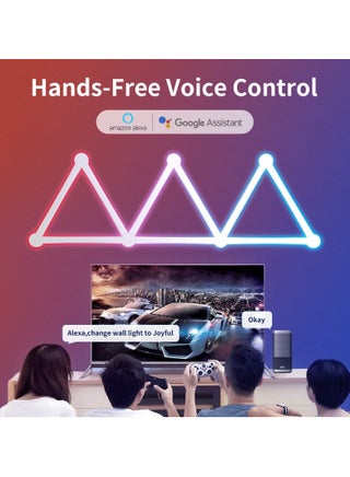 9 قطع مجموعة أشرطة إضاءة LED ذكية RGB قابلة للتوصيل، إضاءة خطوط واي فاي وبلوتوث قابلة للتعتيم ومتزامنة مع الموسيقى، ديكور حائط DIY لغرف الألعاب وغرف النوم، لون أبيض - view 4