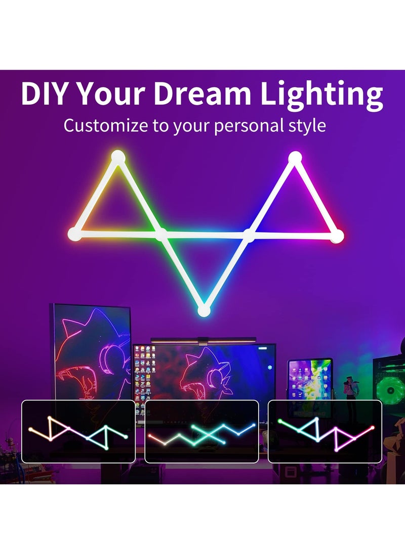 Alruht - 9 Wi-Fi RGB Smart Light Lines, Music Sync Home Wall Creative Decor Light Bars with 16M+ Colors & 40+ Scene Modes, Work Dual mode Symphony Wall Light for Gaming Room, Living Room, Bedroom(White) - Image 1