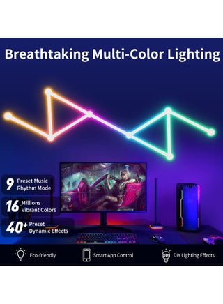 9 قطع مجموعة أشرطة إضاءة LED ذكية RGB قابلة للتوصيل، إضاءة خطوط واي فاي وبلوتوث قابلة للتعتيم ومتزامنة مع الموسيقى، ديكور حائط DIY لغرف الألعاب وغرف النوم، لون أبيض - view 3