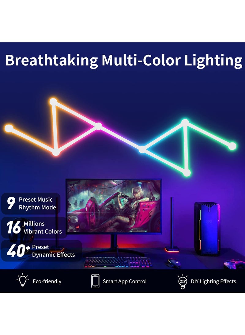 Alruht - 9 Wi-Fi RGB Smart Light Lines, Music Sync Home Wall Creative Decor Light Bars with 16M+ Colors & 40+ Scene Modes, Work Dual mode Symphony Wall Light for Gaming Room, Living Room, Bedroom(White) - Image 1