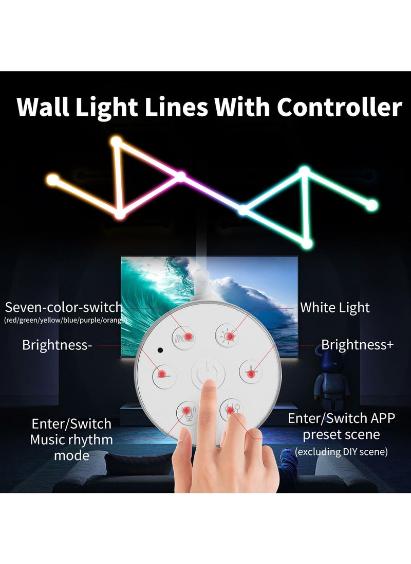 Alruht - 9 Wi-Fi RGB Smart Light Lines, Music Sync Home Wall Creative Decor Light Bars with 16M+ Colors & 40+ Scene Modes, Work Dual mode Symphony Wall Light for Gaming Room, Living Room, Bedroom(White) - Image 1