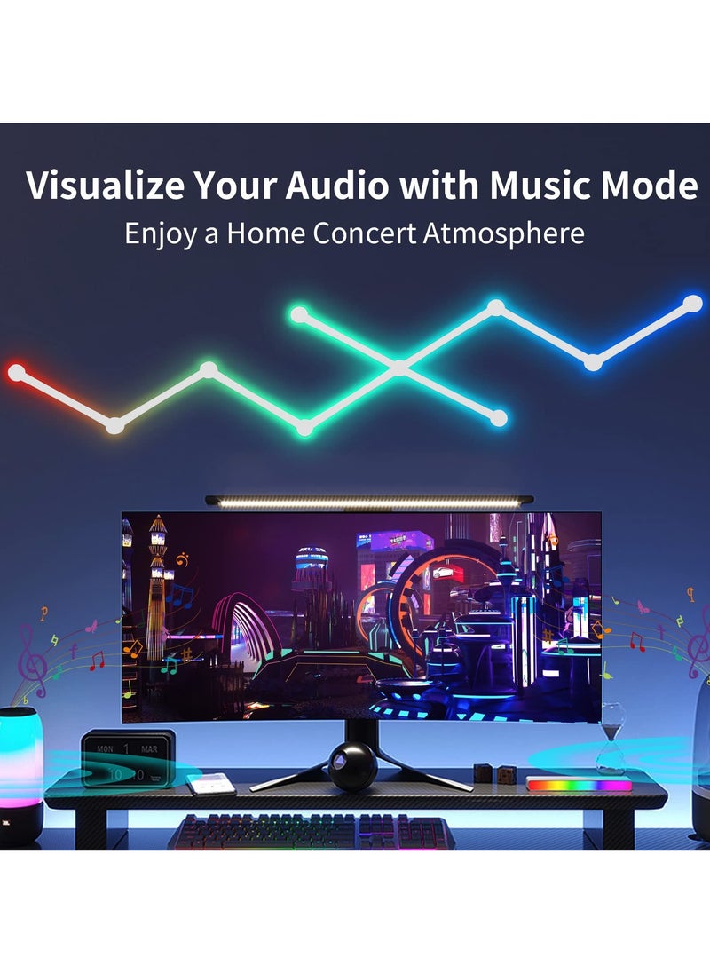 Alruht - 9 Wi-Fi RGB Smart Light Lines, Music Sync Home Wall Creative Decor Light Bars with 16M+ Colors & 40+ Scene Modes, Work Dual mode Symphony Wall Light for Gaming Room, Living Room, Bedroom(White) - Image 1