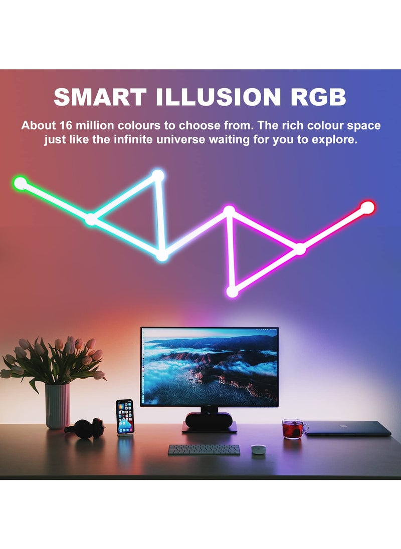 Alruht - 9 Wi-Fi RGB Smart Light Lines, Music Sync Home Wall Creative Decor Light Bars with 16M+ Colors & 40+ Scene Modes, Work Dual mode Symphony Wall Light for Gaming Room, Living Room, Bedroom(White) - Image 1