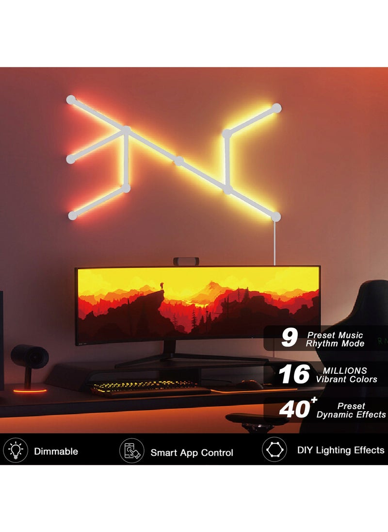 Alruht - 9 Wi-Fi RGB Smart Light Lines, Music Sync Home Wall Creative Decor Light Bars with 16M+ Colors & 40+ Scene Modes, Work Dual mode Symphony Wall Light for Gaming Room, Living Room, Bedroom(White) - Image 1