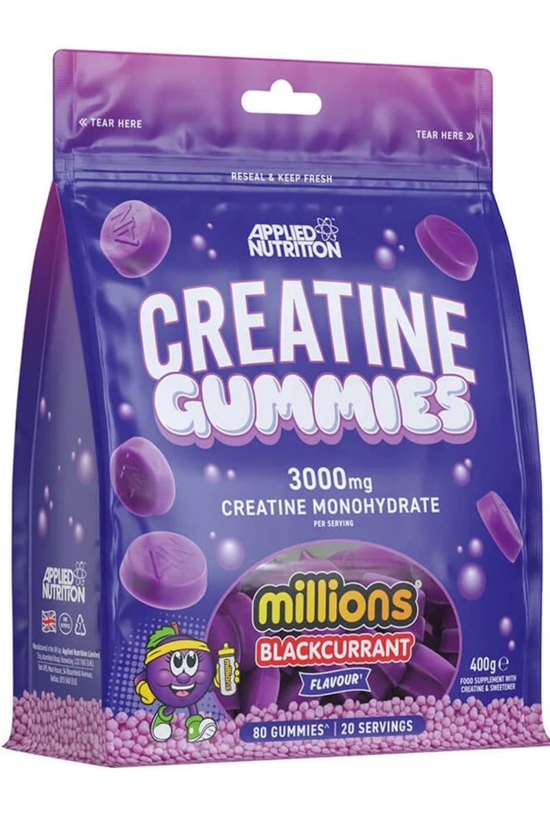 Applied Nutrition Pure Creatine, 80 Gummies, 20 Servings, Million Blackcurrant - Image 1