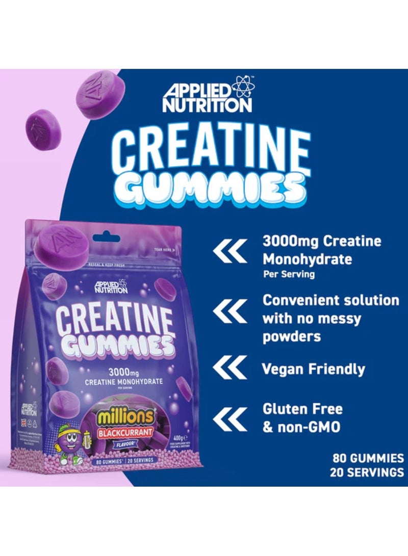 Applied Nutrition Pure Creatine, 80 Gummies, 20 Servings, Million Blackcurrant - Image 2