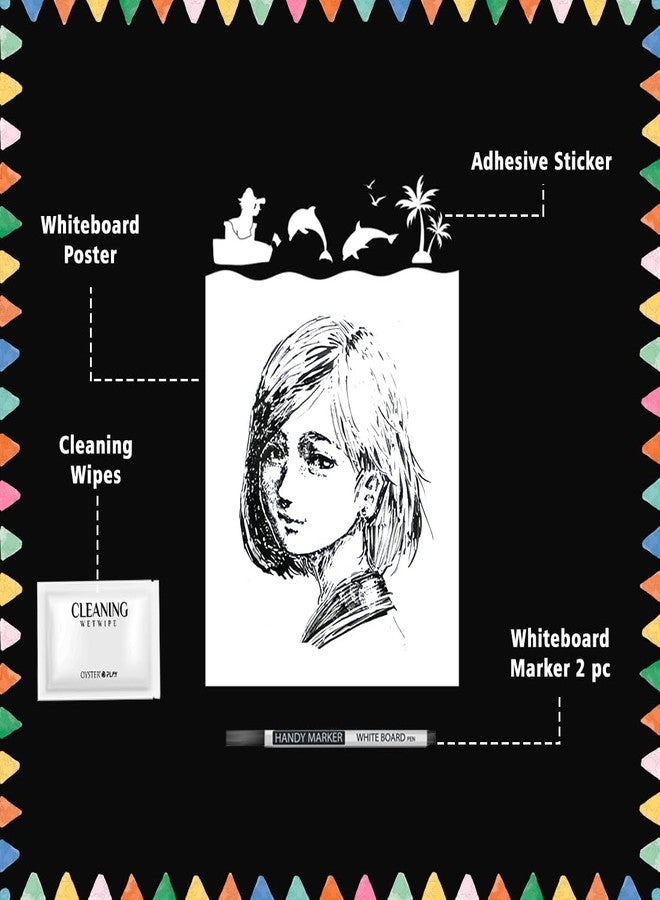 Oyster White Board Wall Sticker Removable with 1 Marker Pen & Wipes for Home School Office College Kitchen Dry Erase Whiteboard Sticker Wall Poster, Self-Adhesive Easy Peel & Stick 45 x 30CM Pack of 2 - Image 3