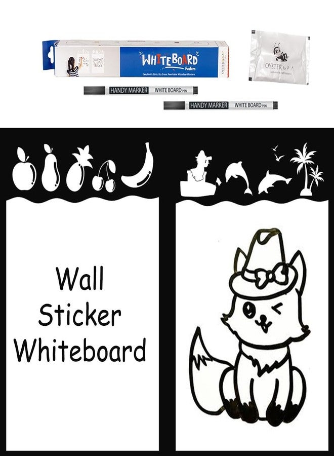 Oyster White Board Wall Sticker Removable with 1 Marker Pen & Wipes for Home School Office College Kitchen Dry Erase Whiteboard Sticker Wall Poster, Self-Adhesive Easy Peel & Stick 45 x 30CM Pack of 2 - Image 1