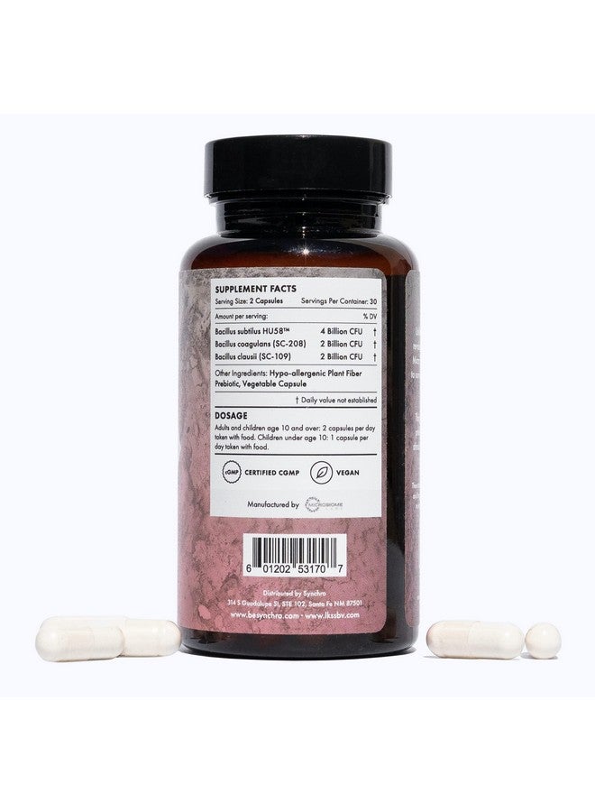 Synchro Micro•Bios Medicalgrade Sporeform Probiotic Bacillus Subtilus (Hu58) Coagulans And Clausii Powerful Immune Health + Gi Support 60 Capsules - Image 3