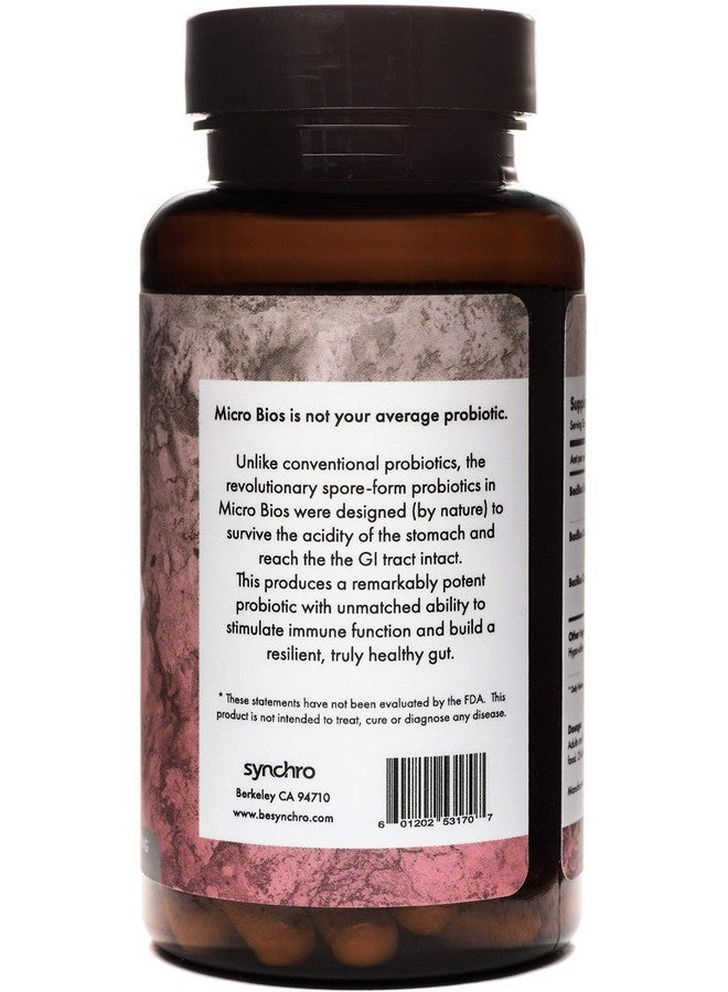 Synchro Micro•Bios Medicalgrade Sporeform Probiotic Bacillus Subtilus (Hu58) Coagulans And Clausii Powerful Immune Health + Gi Support 60 Capsules - Image 4