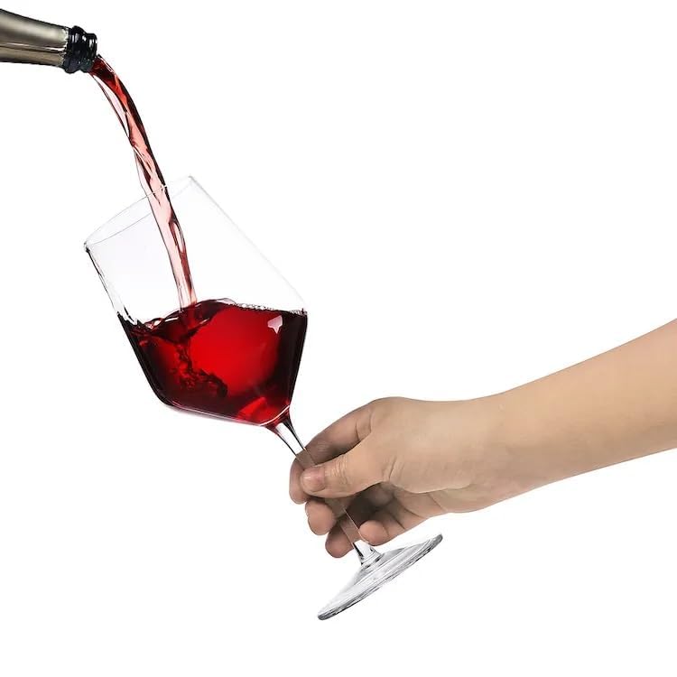 Air Son Air Son White Curve Wine Glass Hand Blown LeadFree Crystal Wine Glass Slim Body Ultra Thin Rim Long Stem Wine Drinking Glass Wedding Anniversary Gift 350 ML Set of 2 - Image 5