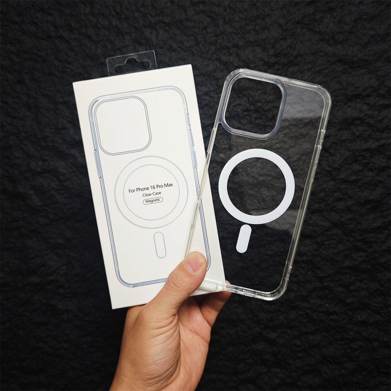 Clear Magnetic Acrylic Phone Case for iPhone 15/16/17 Pro Max, Shockproof - Image 3