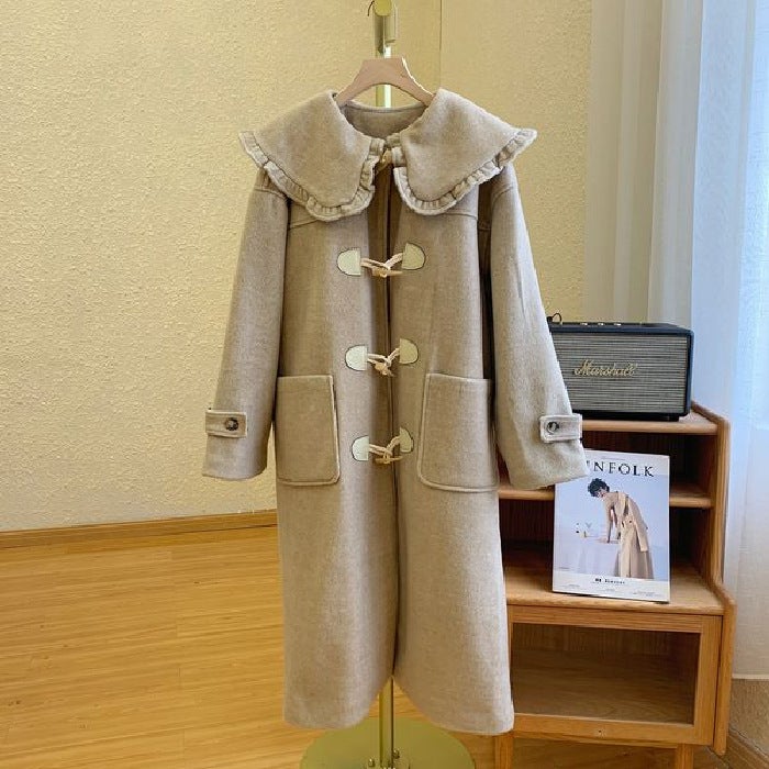 Chic Korean Woolen Coat Women Autumn Winter Padded Mid-Length Picture color