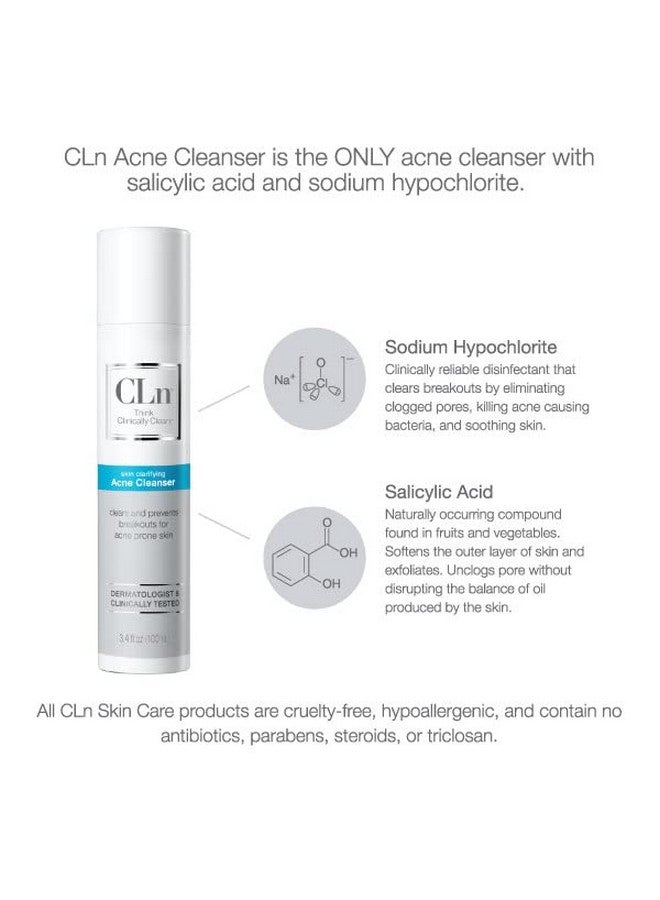 CLn® Acne Cleanser-Facial Cleanser with 0.5% Salicylic Acid to Eliminate Blackheads & Breakouts, Oil-Free & Fragrance-Free, 3.4 fl. oz. - Image 5