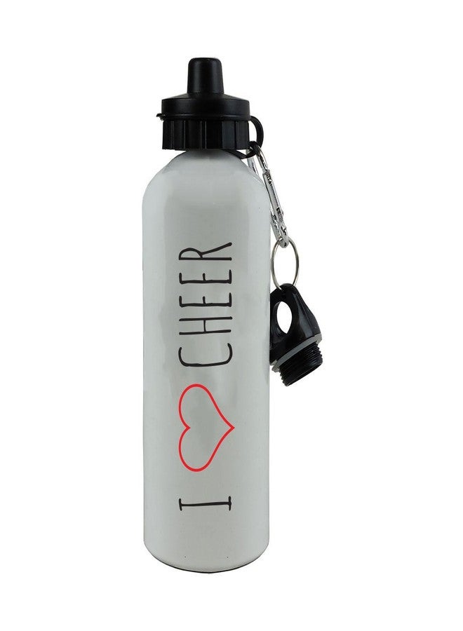 CustomGiftsNow I Love Cheer Aluminum White Finish 20 Ounce 600ML Sport Cheerleader Water Bottle - Image 1