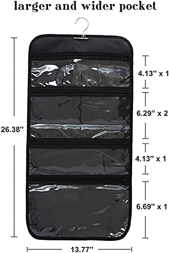 WODISON Foldable Clear Hanging Travel Toiletry Bag Cosmetic Organiser Storage, Black, One Size - Image 2