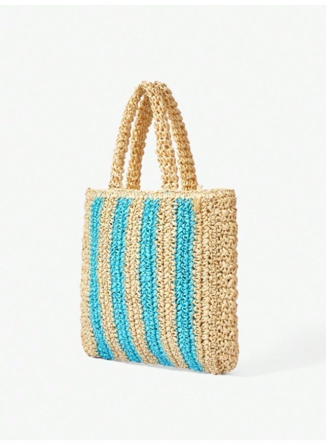 Women's Straw Beach Bag | Large Woven Tote Bag with Zipper & Lining | Summer Shoulder Bag | Lightweight Foldable Beach Tote | Vacation Travel Shopping Bag | Pool Resort Picnic Handbag | Double Handle Crochet Straw Bag | Spacious Casual Summer Tote | 38 x 34 x 4 cm - Image 2