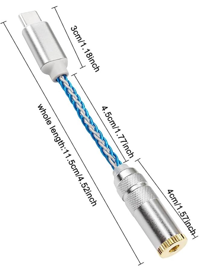 erorex Usb Type C To 4.4Mm Balanced Dac Audio Adapter Portable Usb C Male To 4.4Mm Female Hifi Headphone Jack Amp Pcm 32Bit 384Khz With 5N Single Crystal Silver Aux Cable For Type C Devices  - Image 2