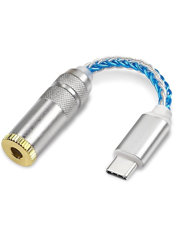 erorex Usb Type C To 4.4Mm Balanced Dac Audio Adapter Portable Usb C Male To 4.4Mm Female Hifi Headphone Jack Amp Pcm 32Bit 384Khz With 5N Single Crystal Silver Aux Cable For Type C Devices  - Image 1