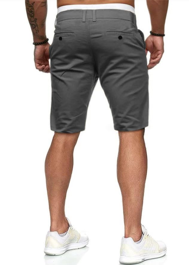 HUNGSON Mens Slim Fit Shorts 9" Inseam Stretch Chino Short Pants(Darkgrey,32) - Image 4