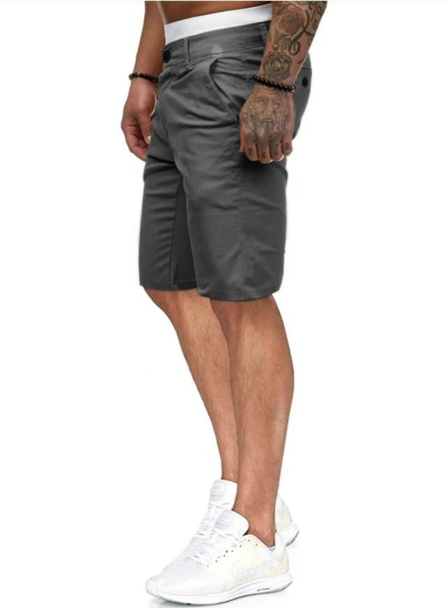 HUNGSON Mens Slim Fit Shorts 9" Inseam Stretch Chino Short Pants(Darkgrey,32) - Image 3
