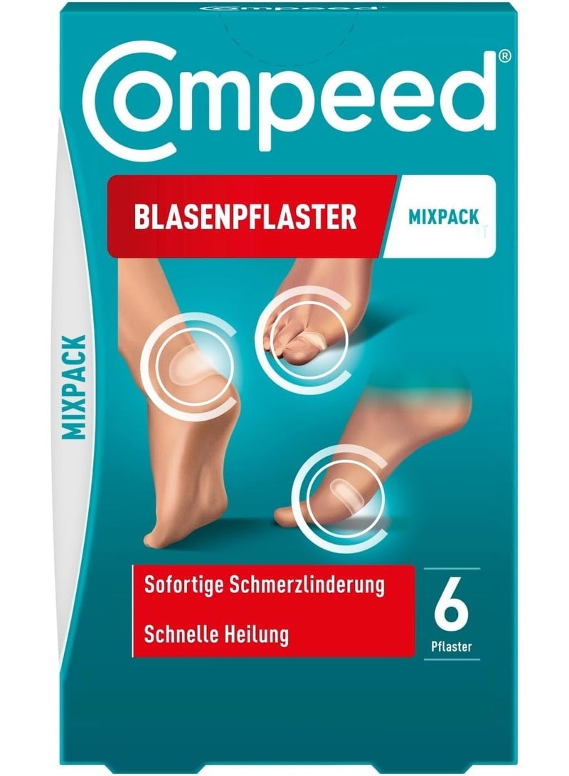 Compeed Hydrocolloid Bubble Plasters Mix Pack, 6 Count with 3 Sizes for Heel, Forefoot & Toe - Image 1