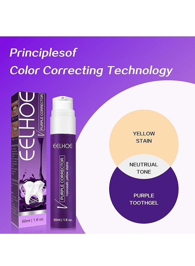 إيلهو معجون أسنان أرجواني مصحح اللون - معجون أسنان أرجواني لتبييض الأسنان معجون أسنان بنكهة النعناع تبييض معجون أسنان مبيض أرجواني لإزالة بقع الأسنان - Image 4