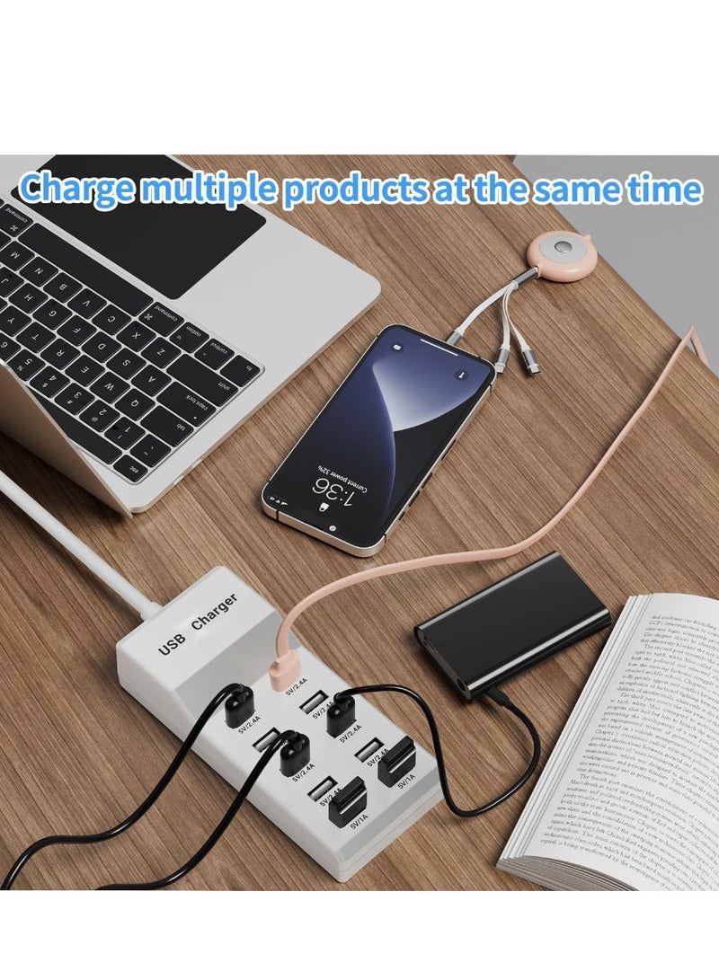 ELTRAZONE USB Charging Station - 10 Ports USB Charger Dock with 70.8 Inch Extension Cord, Multi-Device Charging for Phones, Cameras, Bluetooth Headsets (2PC) – High-Speed Charging Hub for Home & Office - Image 3