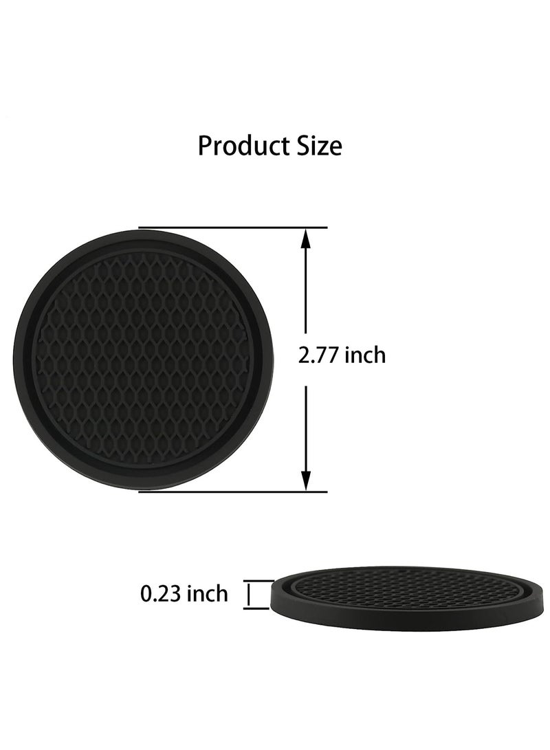4Pcs Car Cup Coaster, Universal Non-Slip Cup Holders Embedded in Ornaments Coaster, Car Interior Accessories, Black - Image 2