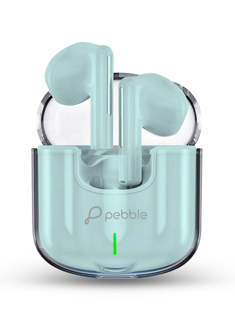 Pebble Duet Wireless Earbuds Tws, Ai Noise Cancelling Bluetooth Earphone, 20H Playtime 100H Standby, Low Latency, Splash Proof With Auto Pairing And Voice Assistant, Mint Green