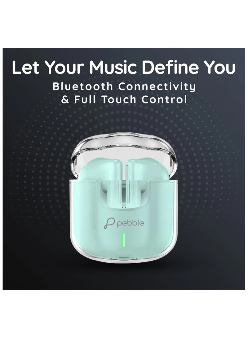 Pebble Duet Wireless Earbuds Tws, Ai Noise Cancelling Bluetooth Earphone, 20H Playtime 100H Standby, Low Latency, Splash Proof With Auto Pairing And Voice Assistant, Mint Green