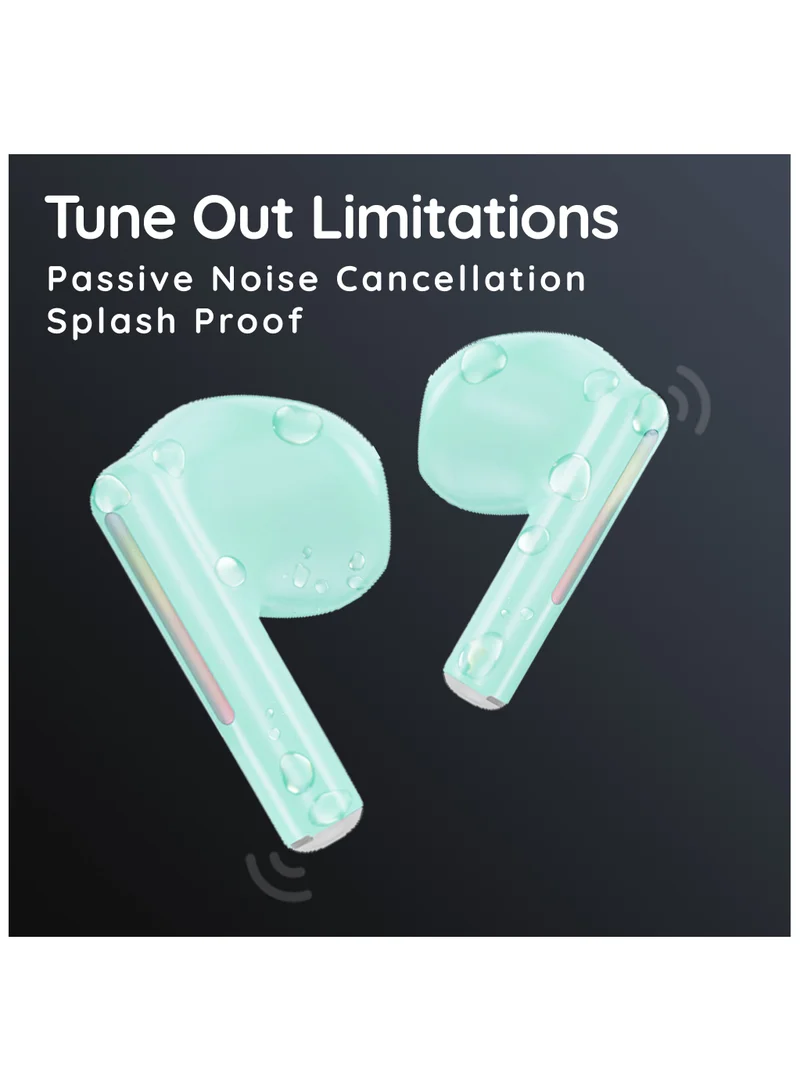 Pebble Duet Wireless Earbuds Tws, Ai Noise Cancelling Bluetooth Earphone, 20H Playtime 100H Standby, Low Latency, Splash Proof With Auto Pairing And Voice Assistant, Mint Green