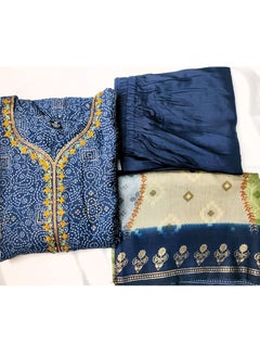 PRIYA’S PANACHE PRIYA'S PANACHE Nyra Cut Blue Muslin Kurta Pant Dupatta Set - Designer Ethnic Indian Partywear for Women.  - Image 5