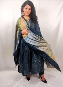 PRIYA’S PANACHE PRIYA'S PANACHE Nyra Cut Blue Muslin Kurta Pant Dupatta Set - Designer Ethnic Indian Partywear for Women.  - Image 3