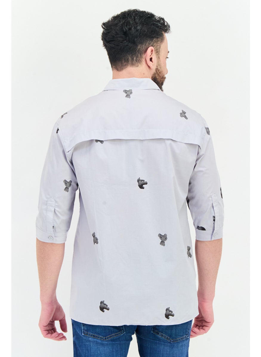 SELECTED - Men Regular Fit Allover Print 3/4 Sleeves Casual Shirt, Multicolor - Image 1